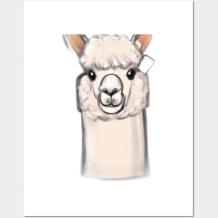 Cute Alpaca Drawing Posters and Art